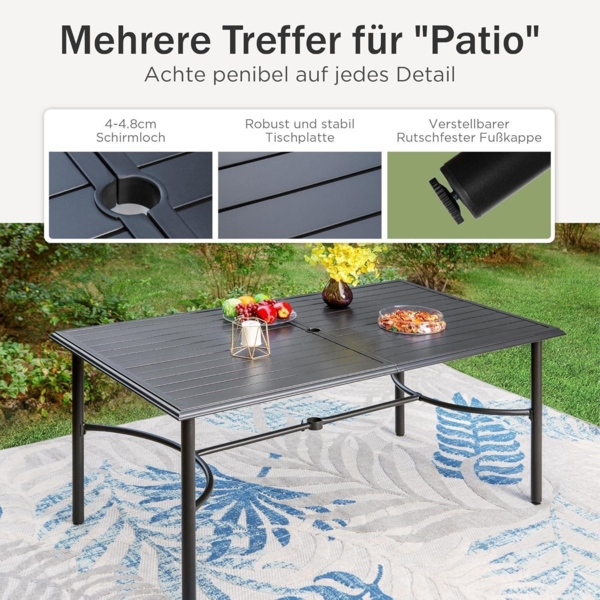 PHI VILLA Gartenmöbel Set Metall 6er Stühle Gartentisch Outdoorsitzgruppe Bild 4