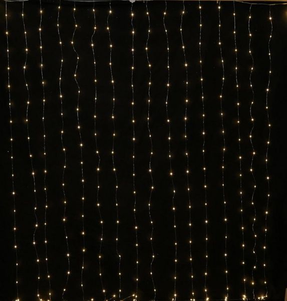 MARELIDA LED-Lichtervorhang Draht Weihnachtsdeko für Fenster 10 Stränge 100LED 0,9x1m Innen Außen, 100-flammig