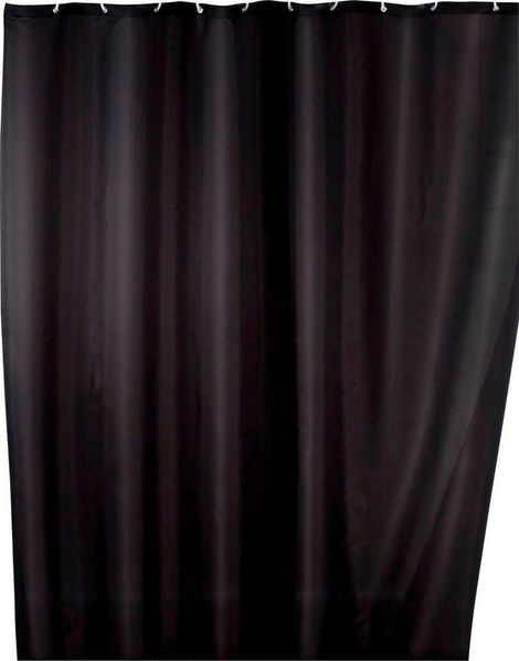 WENKO UNI Duschvorhang 180 x 200 cm, Schwarz, waschbar