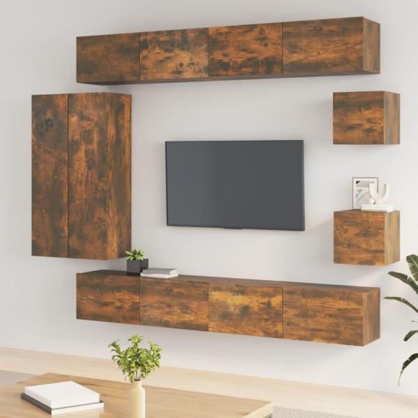 vidaXL 8-tlg. TV-Schrank-Set Räuchereiche Holzwerkstoff 3114499