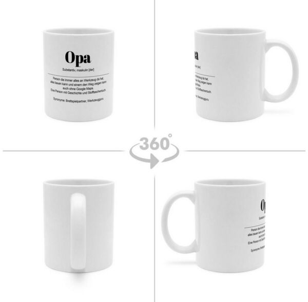 PhotoFancy Tasse mit Definition 'Opa' - Tasse mit Spruch, Tasse Standard - Weiß