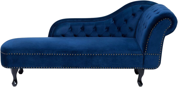 Beliani 'Nimes' Chaiselongue, Blau, Samt, 79 x 61 x 169 cm, Rechts