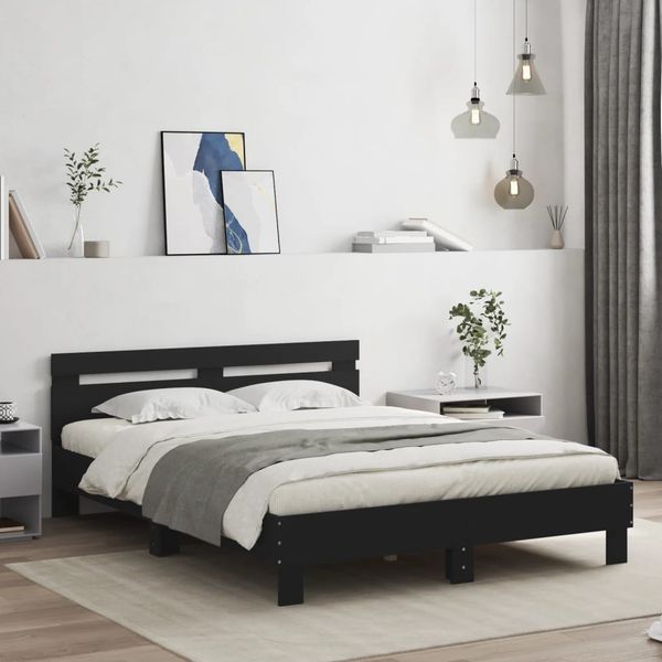 vidaXL Bettgestell mit Kopfteil Schwarz 140x190 cm Holzwerkstoff 3207435