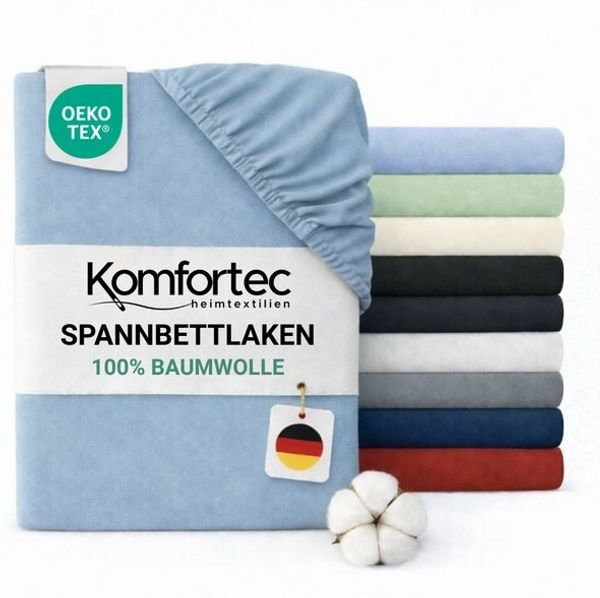 Komfortec Spannbettlaken Jersey Spannbettuch, 90x200, 140x200, 160x200, 180x200 oder 200x200 cm, 100% Baumwolle (135 g/m), Gummizug: Rundum, (1 Stück), OEKO-TEX® Standard 100 Zertifisiert, für Matratzen bis 25 cm Höhe Bild 4