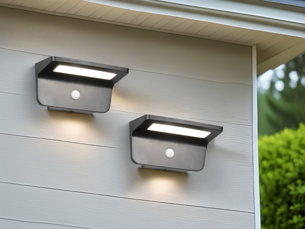 2er SET Solar Außenwandleuchten auch per USB aufladbar mit Bewegungsmelder