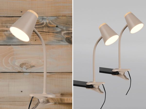2er SET LED Klemmleuchten Beige flexibel biegsam, Höhe 33cm