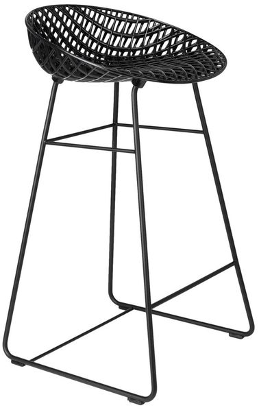Kartell Smatrik Stool Outdoor, Barhocker, Schwarz mit schwarzer Struktur