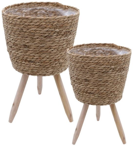 Spetebo Blumentopf 2er Set Weide Pflanztopf (2er, 2 St, Set), ca. 40 x 26 cm und 35 x 23 cm von Innen mit Folie ausgekleidet