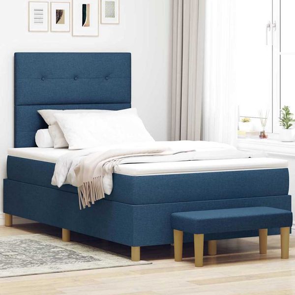 vidaXL Boxspringbett mit Kopfteil Blau 190 x 120 cm Stoff 3344288