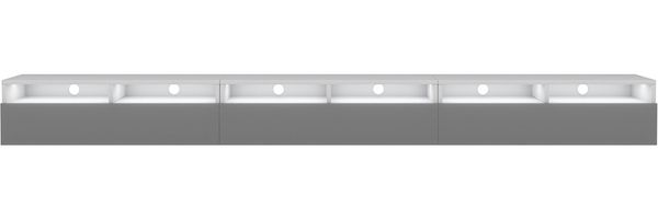 Selsey 'Rednaw' TV-Schrank mit drei Schubladen, Mattweiß / Hochglanz Grau mit LED, 300 cm