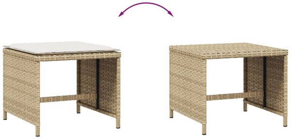 vidaXL Gartenhocker mit Kissen 4 Stk. Beige 40x40x35 cm Poly Rattan 4007487 Bild 7