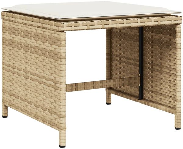 vidaXL Gartenhocker mit Kissen 4 Stk. Beige 40x40x35 cm Poly Rattan 4007487 Bild 3