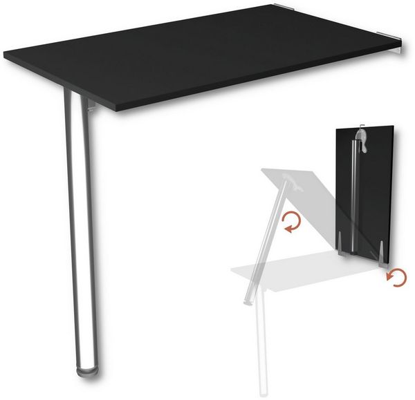 KDR Produktgestaltung Klapptisch 80x50 Wandklapptisch Esstisch Küchentisch Schreibtisch Wand Tisch, Schwarz