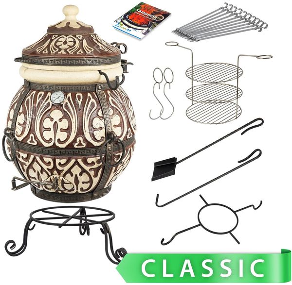 Tandoor Attika Lehmofen aus Schamott mit Zubehör Classic 7-teilig