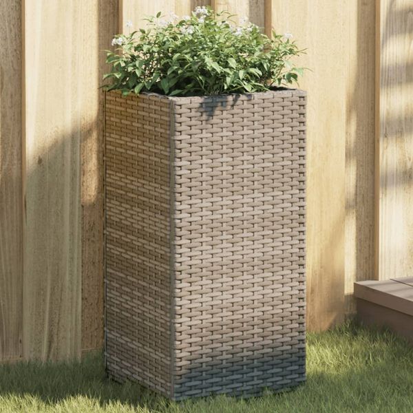vidaXL Pflanzkübel 2 Stk. Grau 30x30x60 cm Poly Rattan 3210518