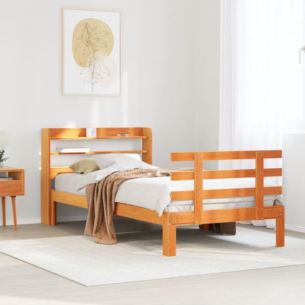 vidaXL Bettgestell mit Kopfteil ohne Matratze Wachsbraun 100x200 cm 3306869
