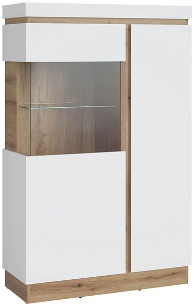 Vitrine Calvi / Calabria, Holzwerkstoff, Weiß, Holzfarben, 104 x 164 x 40 cm
