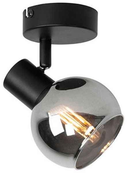 Qazqa LED Aufbaustrahler Vidro, Dimmbar, LED wechselbar, Extra-Warmweiß, QAZQA Aufbauspot, e14, Schwarz, Glas, Art Deco