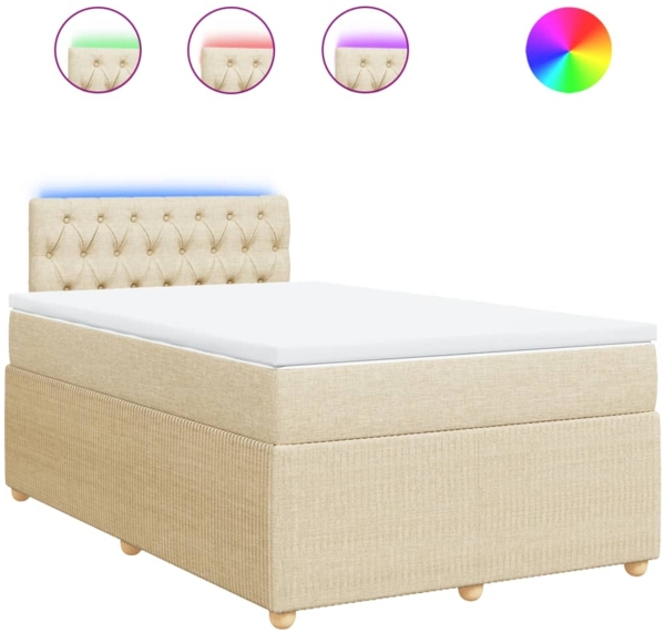 vidaXL Boxspringbett mit Matratze Creme 120x190 cm Stoff 3289707