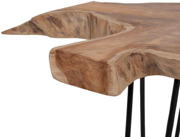 Teak Beistelltisch DINDING ca. D75-90cm Massivholz Konsolentisch Baumkante Tisch Bild 3