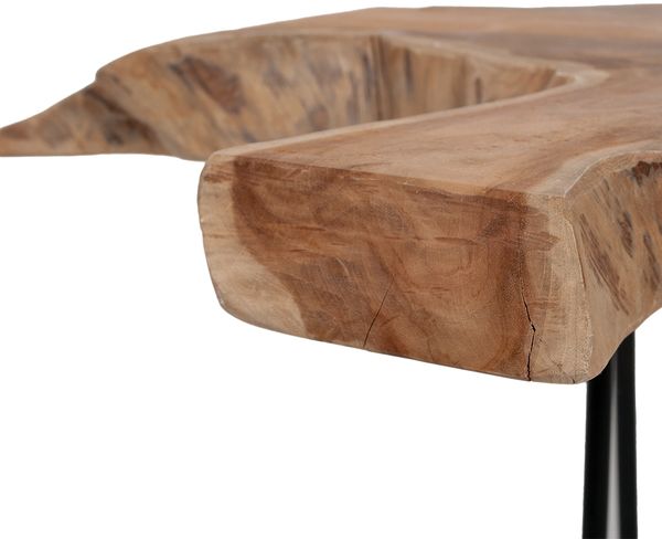 Teak Beistelltisch DINDING ca. D75-90cm Massivholz Konsolentisch Baumkante Tisch Bild 4