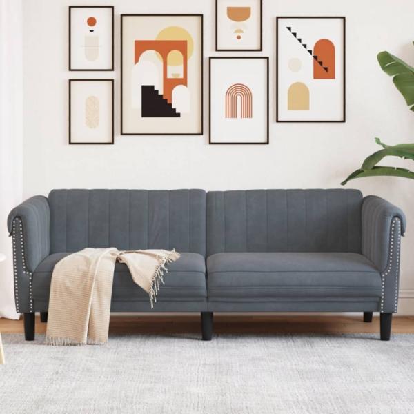 vidaXL Sofa 3-Sitzer Dunkelgrau Samt 372586