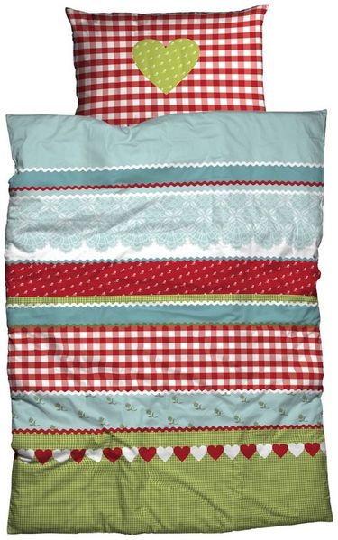 CASATEX Bettwäsche Landhaus Rot Grün Renforcé 200 x 220 + 2x 80 x 80 cm