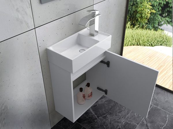 Faizee Home Badmöbel-Set Badmöbel 40 cm Badschrank Waschtisch Unterschrank Spiegel