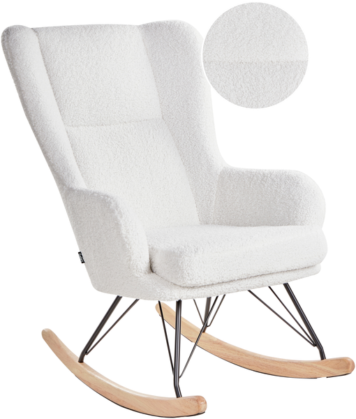 Schaukelsessel LUOMA Bouclé Cremeweiß