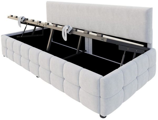 KLAM HOME Schlafsofa Modernes Schlafsofa Mit Hydraulischem Stauraum In Samt, 90x200cm Polsterbett Ohne Armlehnen Im Karo Design, Multifunktionales Einzelbett Als Sitz- Und Schlafmöbel