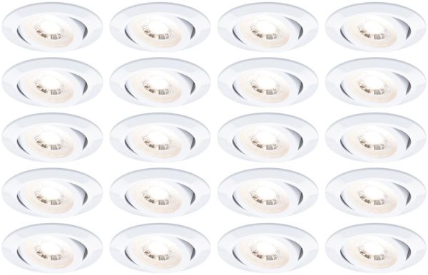 Paulmann 99997 LED Einbauleuchten 20er-Set schwenkbar 3000K Weiß