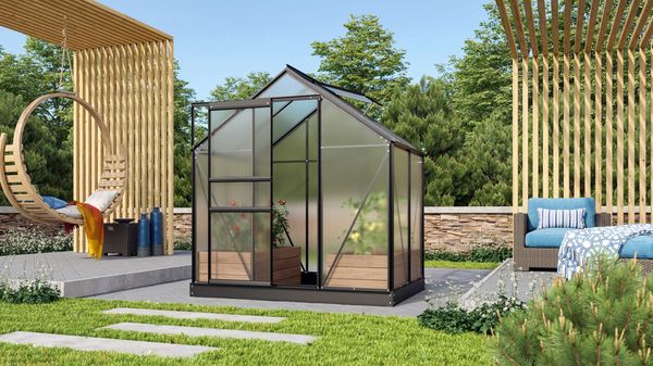 Vitavia Aktionsangebot (inkl. 60 Euro Zubehör): Gewächshaus "Venus 2500", schwarz, 2,5 m²,4 mm HKP