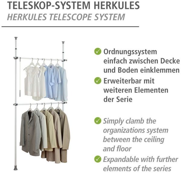 Kleiderständer Herkules Basic WENKO, Teleskopstangen für Kleiderschrank, 2 Ebenen Bild 3