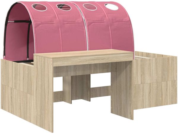 vidaXL Bett mit Tunnel 3 Stk. Artisian Eiche und Pink Holzwerkstoff 3423698 Bild 3