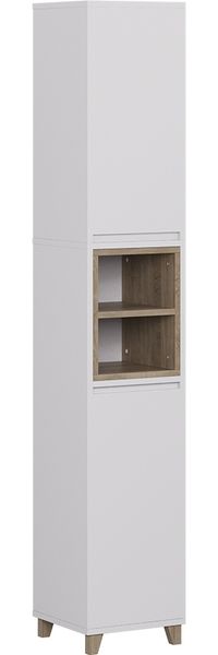 Hochschrank Elnor Weiß/Eiche 30 x 170 cm mit 2 Türen Vicco