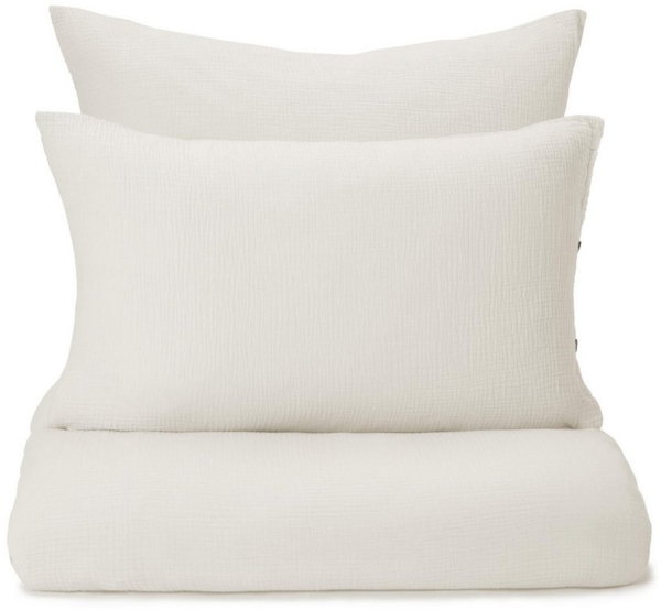 Urbanara Partnerbettwäsche Trofa Bettwäsche Set I 100% Baumwolle, Baumwolle, 2 teilig, Kuschelig, weiche Musselin Bettwäsche mit Kokosnussknöpfen