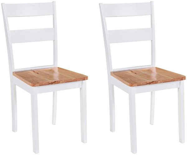 Esszimmerstühle 2 er Set, Küchenstuhl Weiß Massivholz Gummibaum