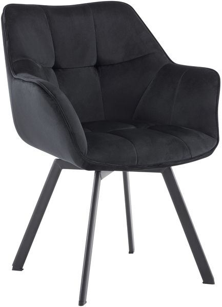 Esszimmerstuhl MATOR - Samt Schwarz 60x59x81 cm | Essstühle Esszimmerstühle Küchenstühle Wohnzimmerstühle