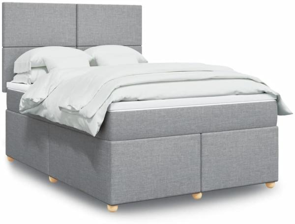 vidaXL Boxspringbett mit Matratze Hellgrau 160x200 cm Stoff 3293624