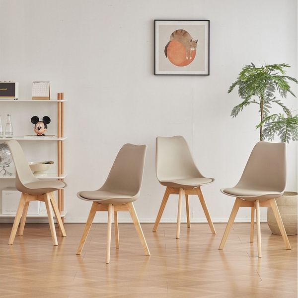 GrandCA HOME Esszimmerstuhl 4er/6er Set Esszimmerstuhl, Moderner Gepolsterter Küchenstuhl (4 St), mit Beine aus Buchenholz, kaki