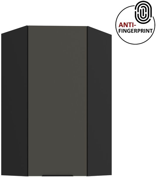 Küchen Eckhängeschrank 60x60 cm - Höhe 90 cm Küche ARIA Graphite ultra matt + Schwarz matt, hochwertige Fronten mit Anti Fingerprint Beschichtung Küchenzeile Küchenblock