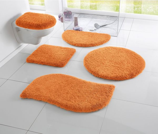 OTTO home Badematte Merida, Badvorleger, Badezimmer Teppich, Höhe 32 mm, rutschhemmend beschichtet, fußbodenheizungsgeeignet, schnell trocknend, strapazierfähig, Kunstfaser, wellenförmig, Badteppich, Uni Farben, rechteckig, rund & als 2-tlg. Set erhält...