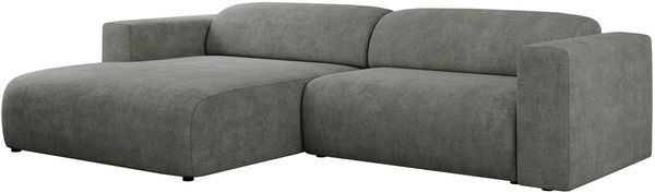 Ecksofa PASADENA, freistehendes Ecksofa, breite Armlehnen, Federsitz - links - Grau Stoff Bild 4
