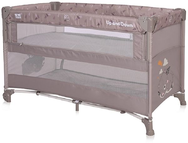 Lorelli Baby Reisebett Up´n Down, Öffnung, 2 Ebenen, Tragetasche, mit Rädern hellbraun