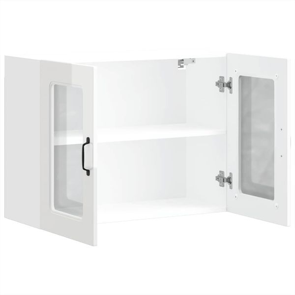 vidaXL Küchen-Hängeschrank mit Glastür Kalmar Hochglanz-Weiß Holzwerkstoff 853609 Bild 6