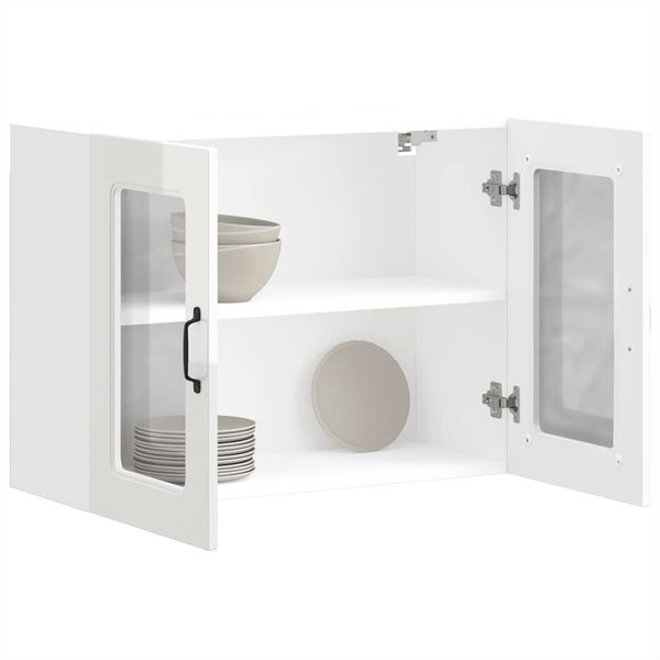 vidaXL Küchen-Hängeschrank mit Glastür Kalmar Hochglanz-Weiß Holzwerkstoff 853609 Bild 4