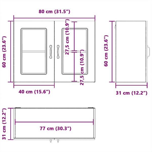 vidaXL Küchen-Hängeschrank mit Glastür Kalmar Hochglanz-Weiß Holzwerkstoff 853609 Bild 11