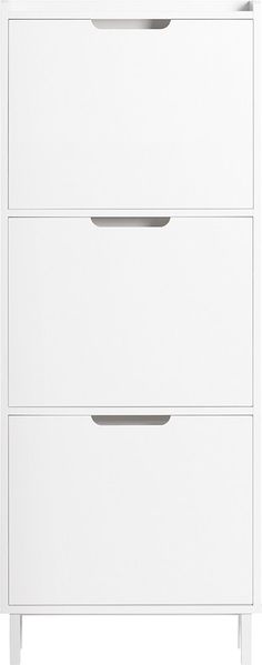 SoBuy FSR151-H-W Schuhschrank, MDF, Lackiert, Weiß, 50 x 129 x 19 cm