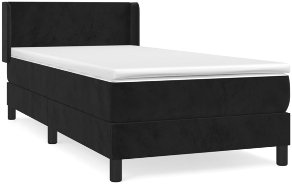 vidaXL Boxspringbett mit Matratze Schwarz 90x200 cm Samt, Härtegrad: H2 [3130819]