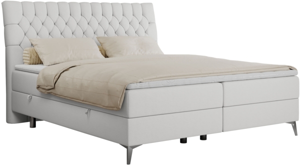 Boxspringbett mit 2 Bettkästen Matratze und Topper - MILEN - 120x200cm - Weiß Kunstleder - H4 Bild 3